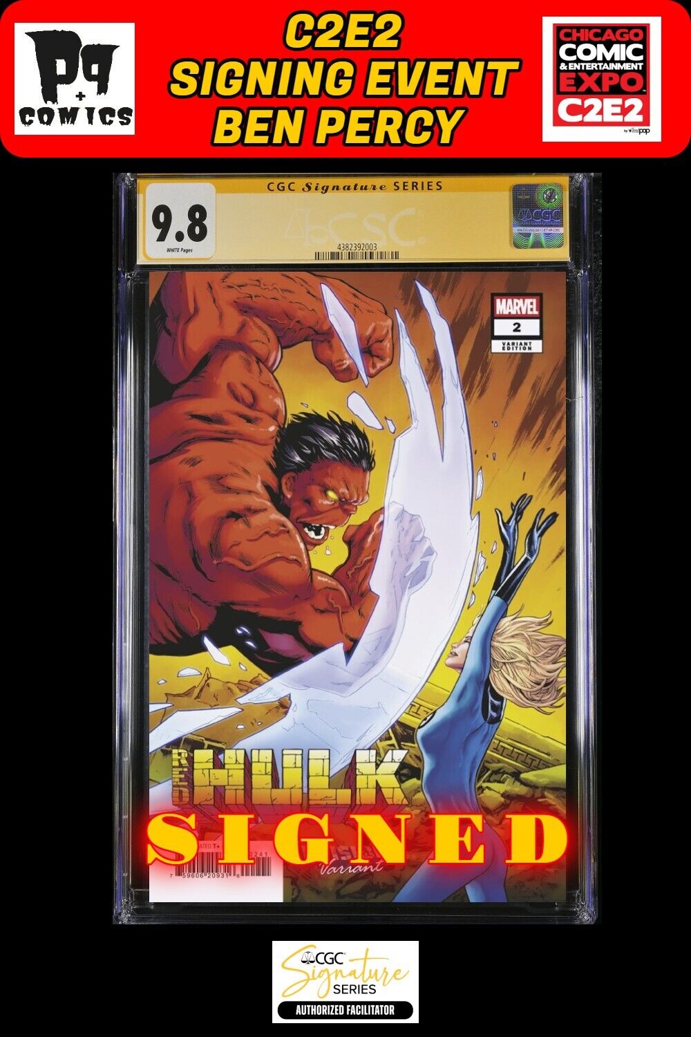 RED HULK #2 GREG LAND INVISIBLE VARIANT CGC SS C2E2 BEN PERCY SIGNED PRESALE