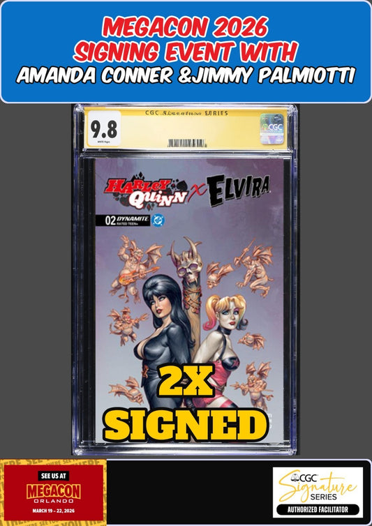 HARLEY QUINN X ELVIRA #2 LINSNER CGC 9.8 PALMIOTTI/CONNER 2X SIGNED PRESALE