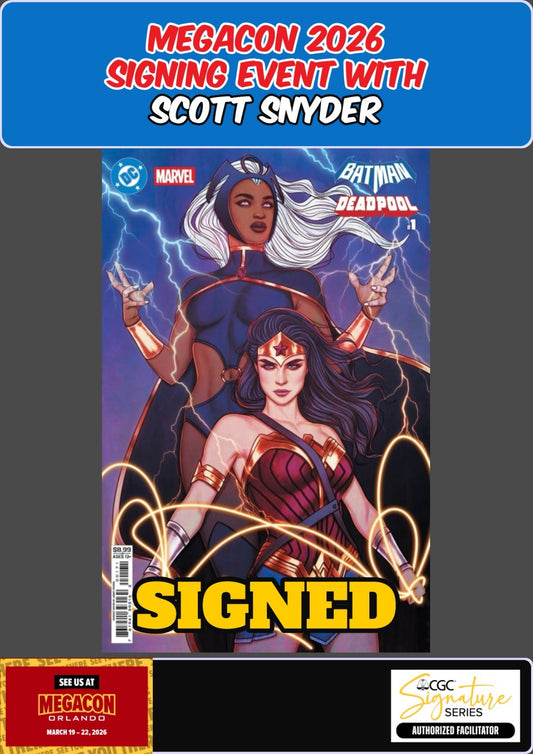 BATMAN DEADPOOL #1 FRISON MEGACON 2026 SCOTT SNYDER SIGNED W/COA PRESALE NM