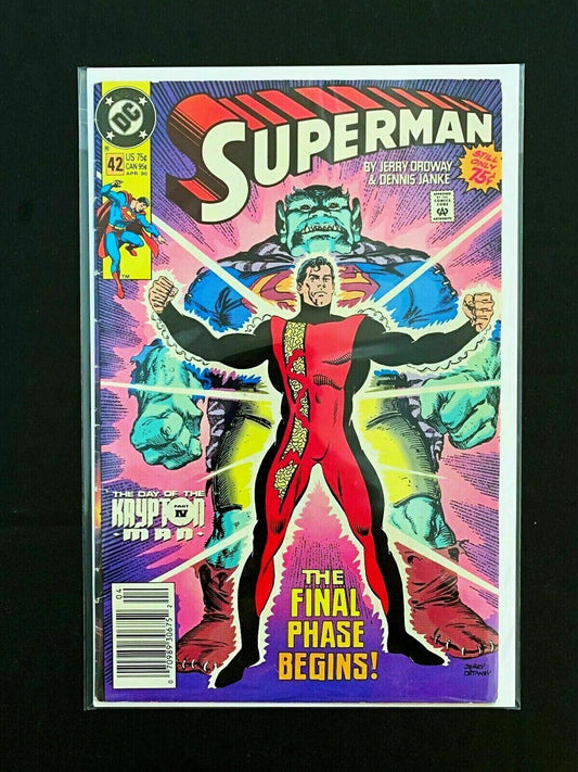 Superman #42 Dc Comics 1990 Vf- Newsstand Edition