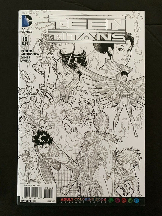 Teen Titans #16B Dc Comics 2016 Nm+ Adult Coloring Book Variant Cover