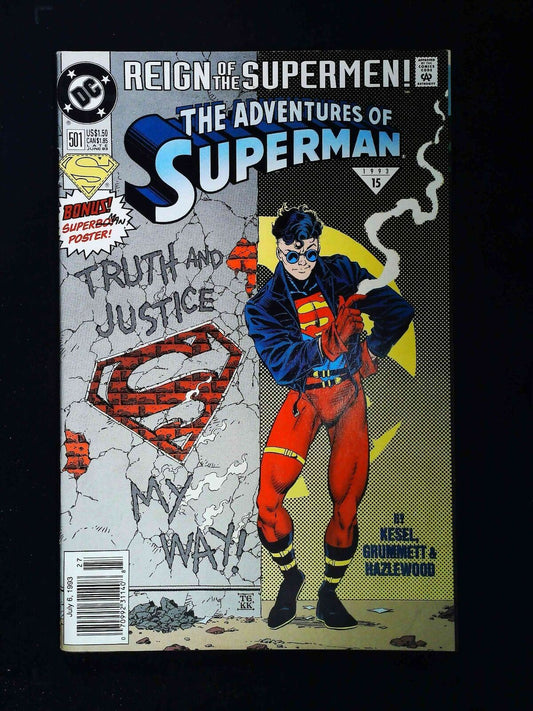 Adventures Of Superman #501  Dc Comics 1993 Vf+ Newsstand