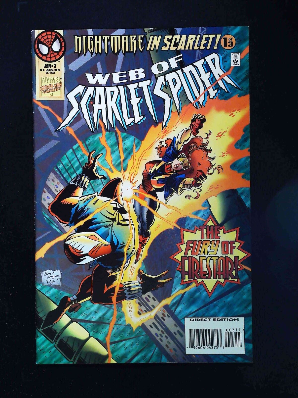 Web Of Scarlet Spider #3D  Marvel Comics 1996 Vf+  Karounos,Emberlin Variant