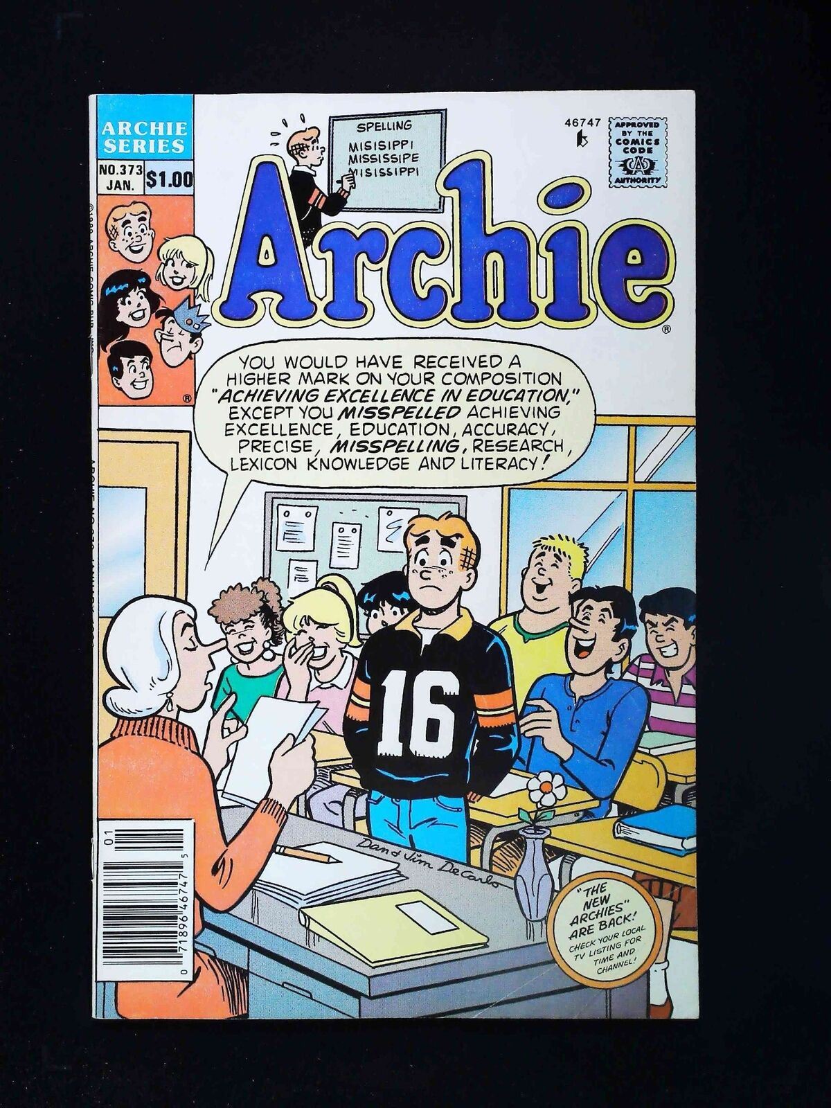 Archie #373  Archie Comics 1990 Vf Newsstand