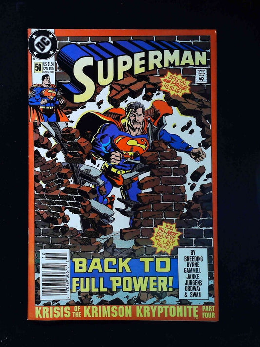 Superman #50 (2Nd Series) Dc Comics 1990 Vf+ Newsstand