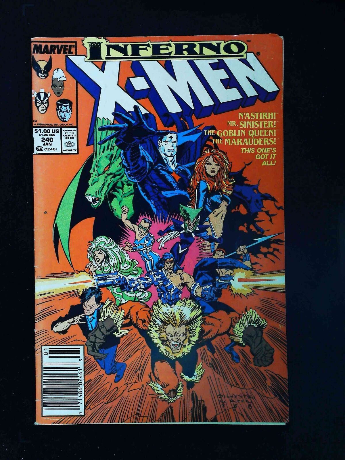 Inferno X- Men #240  Marvel Comics 1989 Fn/Vf Newsstand