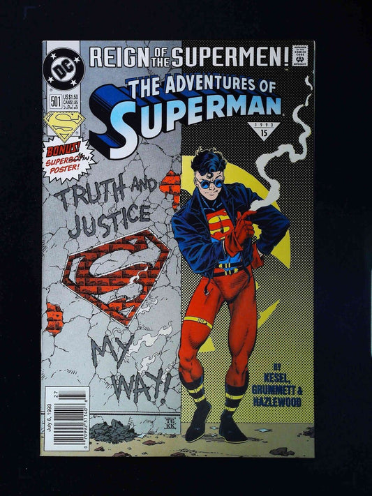 Adventures Of Superman #501B  Dc Comics 1993 Vf+ Newsstand Newsstand Edition