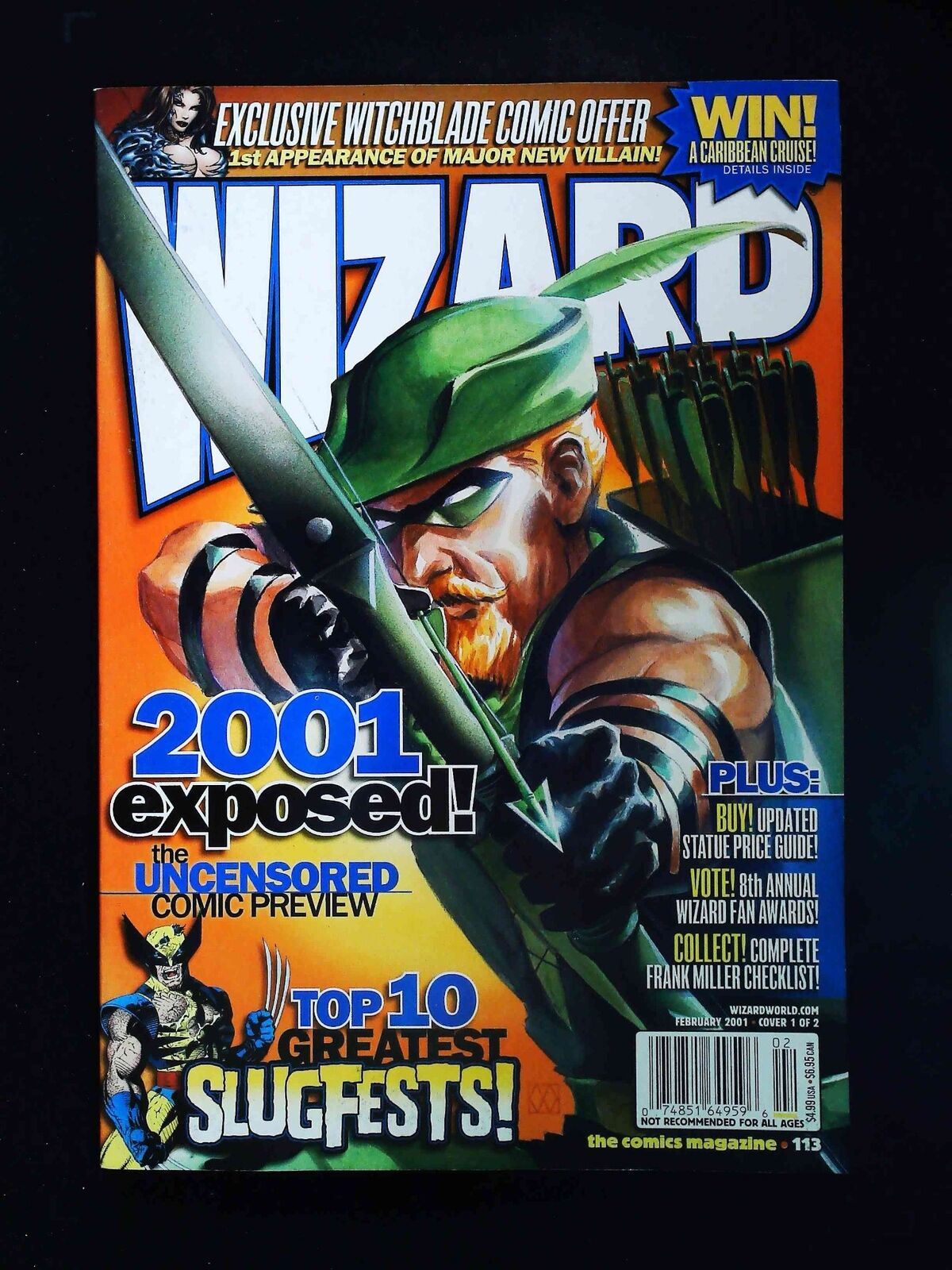 Wizard Magazine #113Au    2001 Vf/Nm Newsstand Unsealed Green Arrow By Wagner