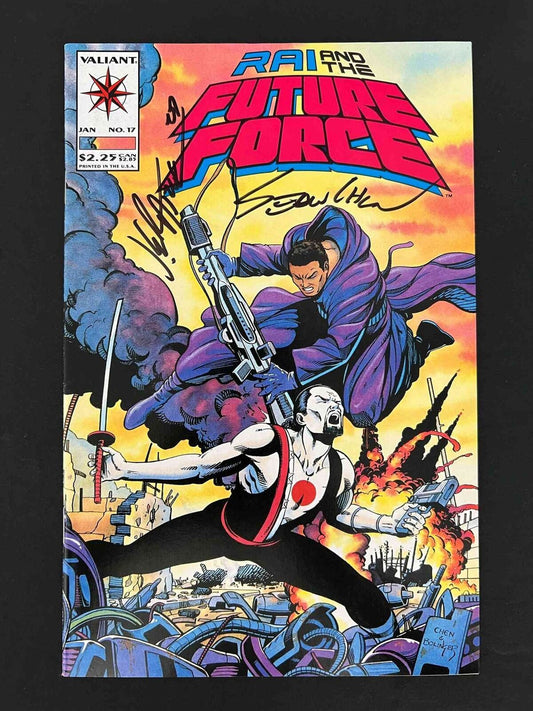Rai And The Future Force #17 Valiant 1994 Vf+ Signed Sean Chen And Jim Califiore