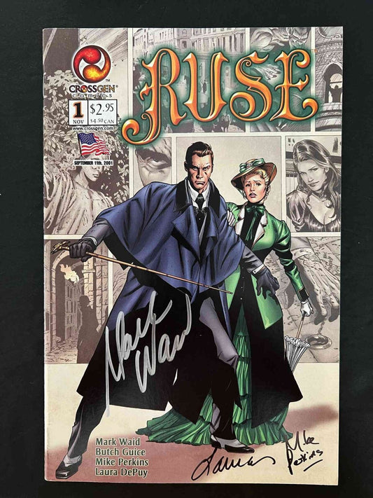 Ruse #1 Crossgen 2001 Vf+  Signed By Mike  Perkins, Mark Waid And Laura Depuy