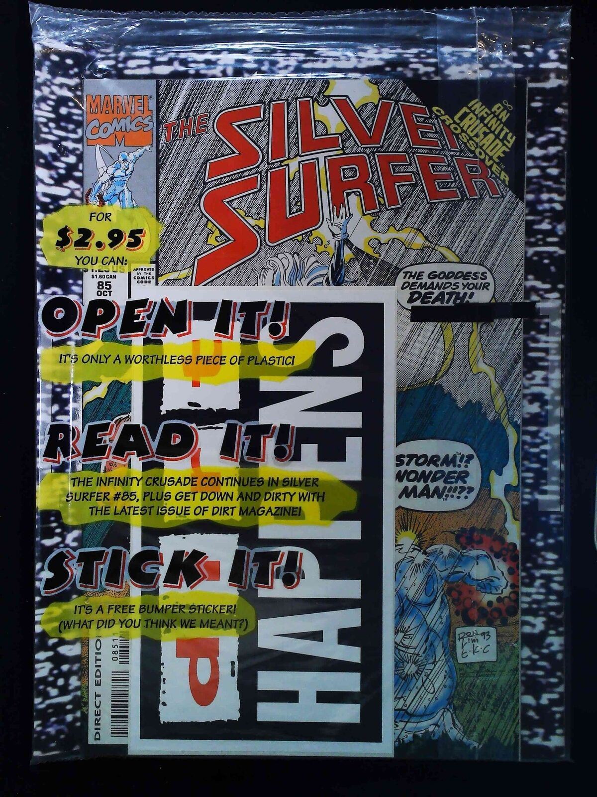 Silver Surfer  Dirt Magazine  And Bumper  Sticker #85  Marvel Comics 1993 Vf/Nm
