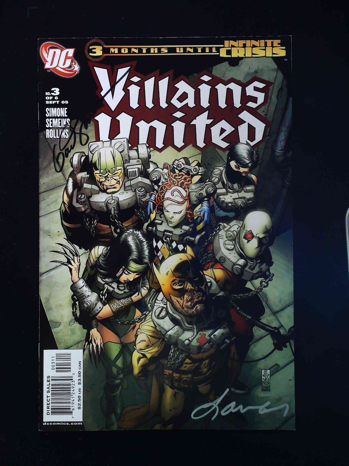 Villains United #3  Dc Comics 2005 Vf+  Signed By Gail Simone , Jones