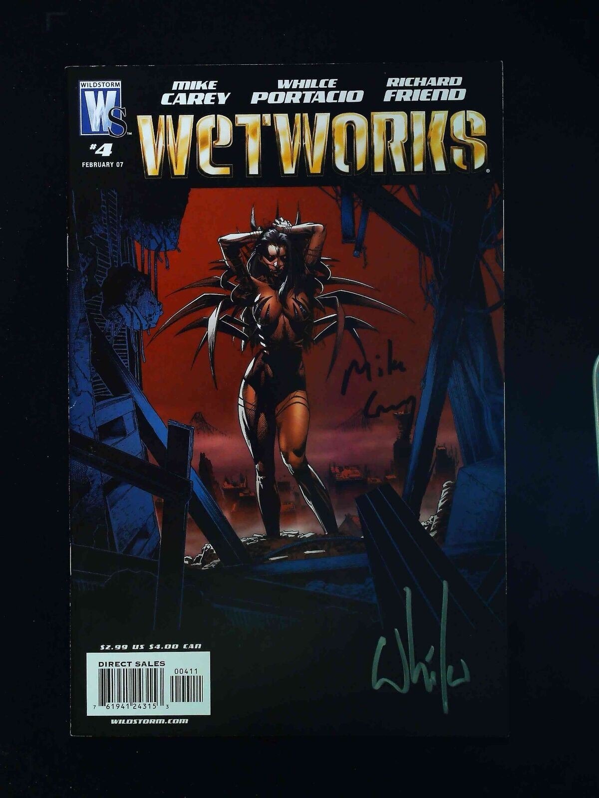 Wetworks #4  Dc/Wildstorm Comics 2007 Vf+  Signed By Portacio & Carey