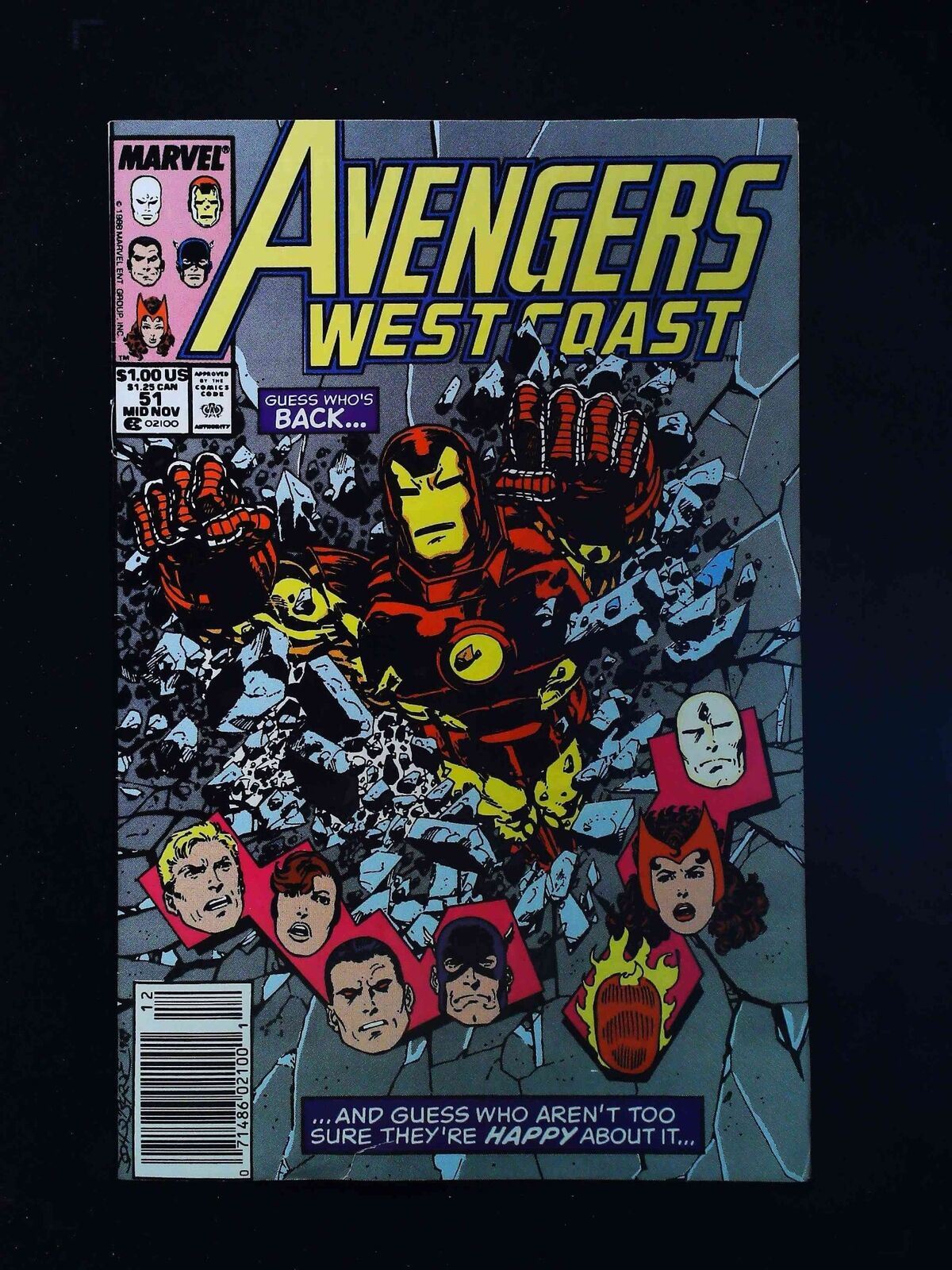 Avengers West Coast #51  Marvel Comics 1989 Vf+ Newsstand