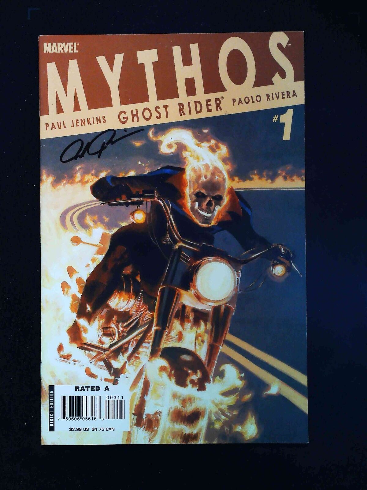 Mythos Ghost Rider #1  Marvel Comics 2007  Vf+  Signed By Paolo Rivera