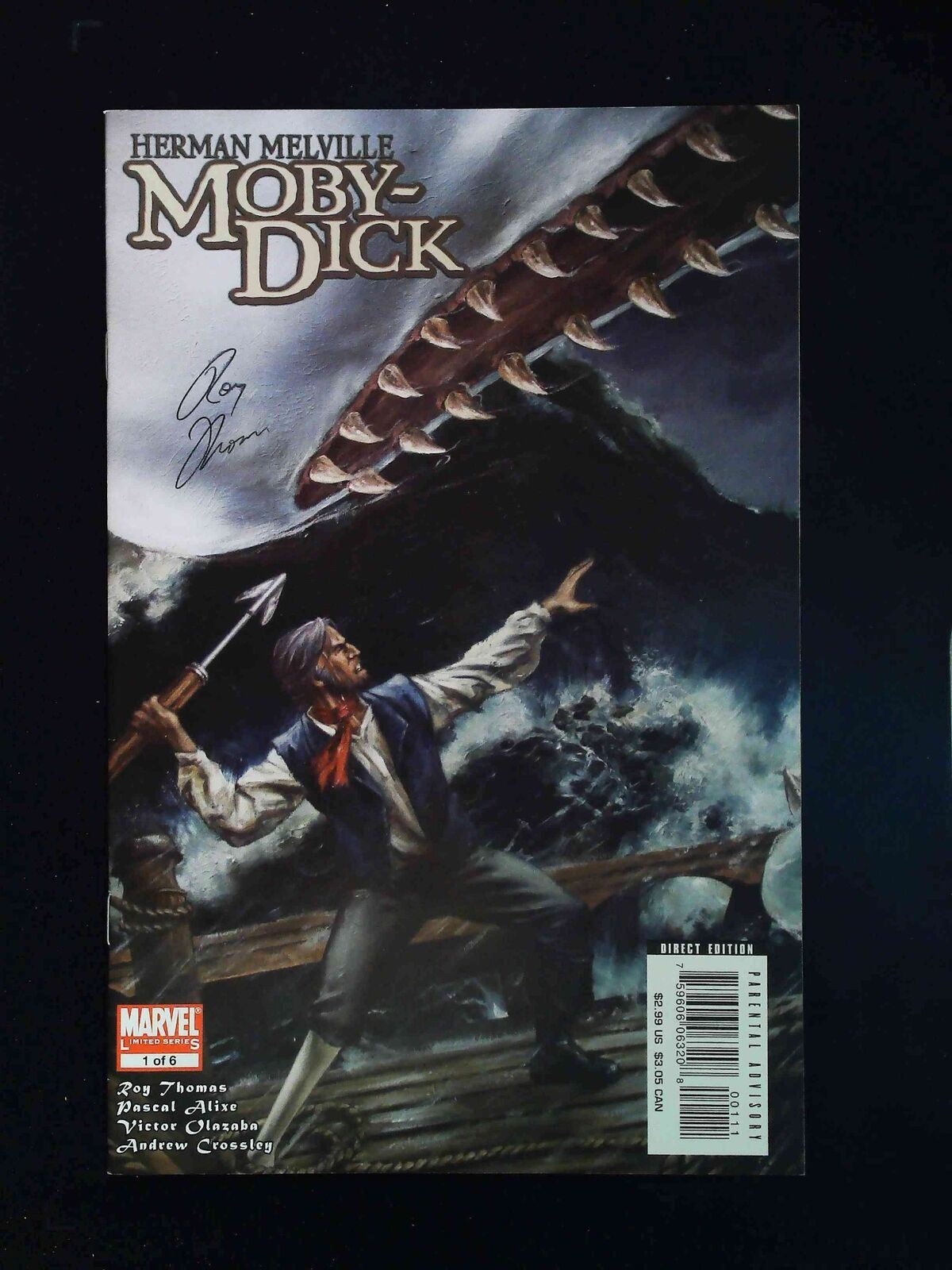 Moby Dick #1  Marvel Comics 2008 Nm-  Signed By Roy Thomas