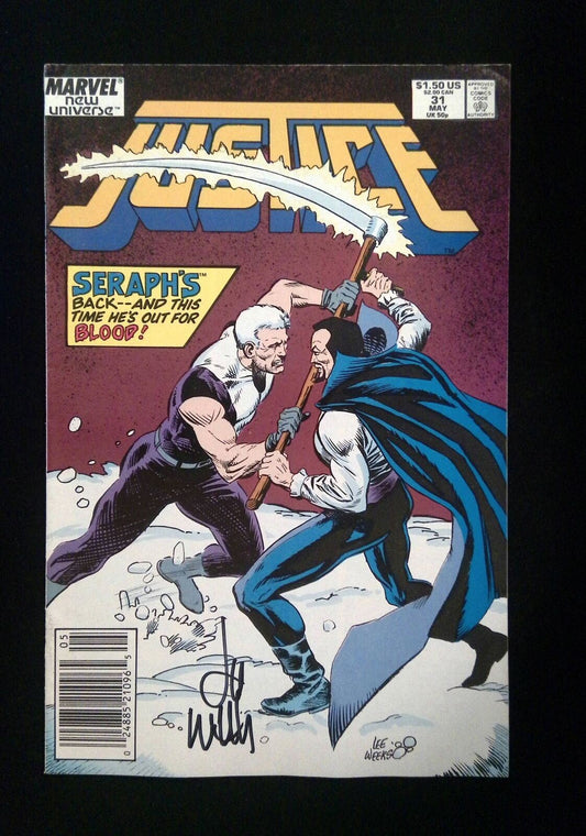 Justice #31  Marvel Comics 1989 Vf+ Newsstand Signed By Lee Weeks