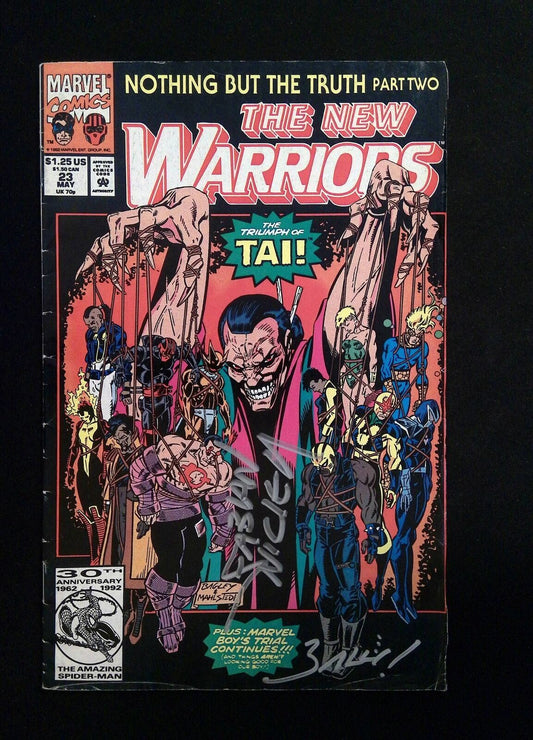 New Warriors #23  Marvel Comics 1992 FN/VF  Signed By Fabian Nicieza