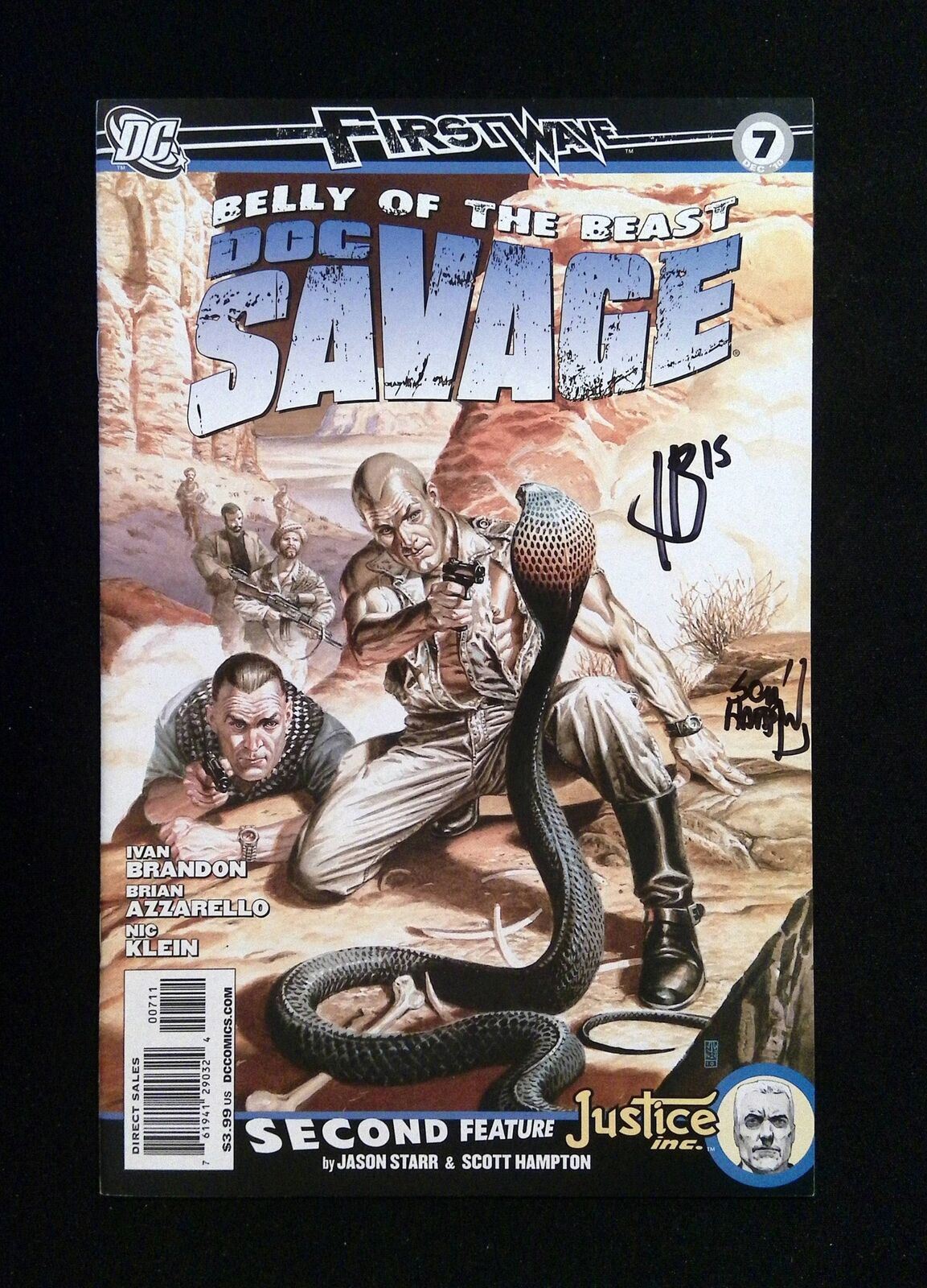 Doc Savage #7 (3RD SERIES) DC 2010 VF+  Signed By Hampton, Brandon