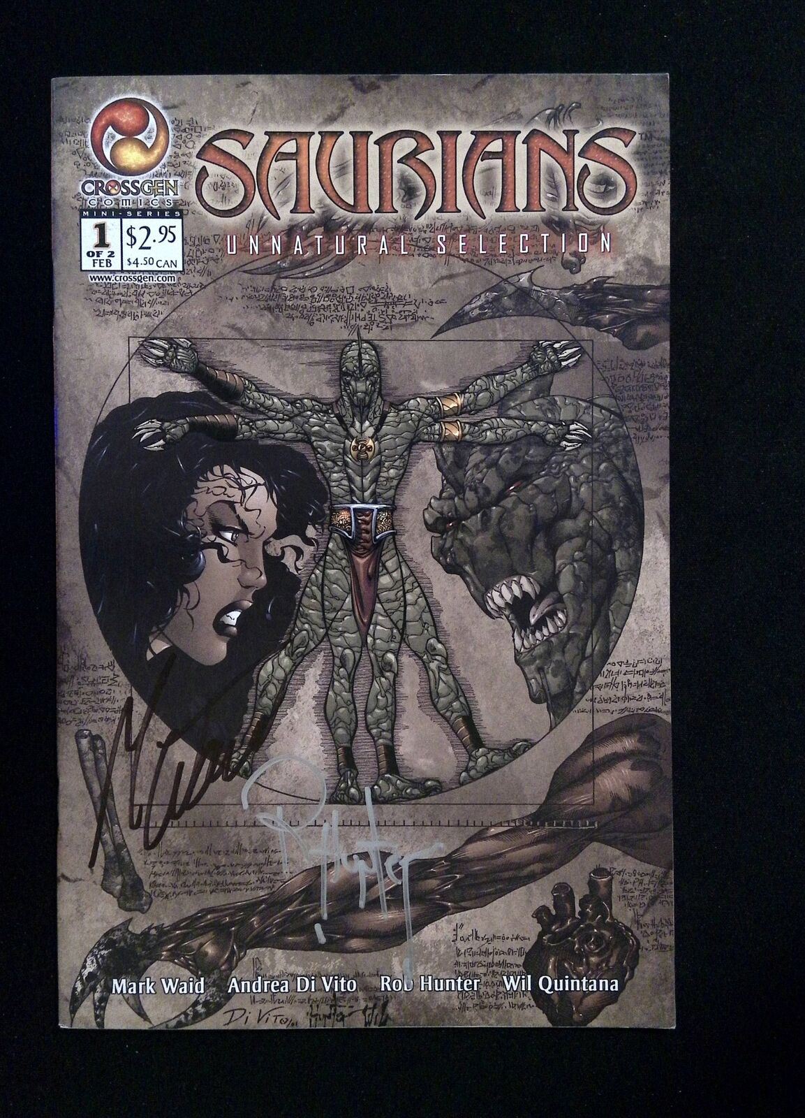 Saurians Unnatural Selection #1 CrossGen 2002 NM-  SIGNED BY ROB HUNTER, WAID