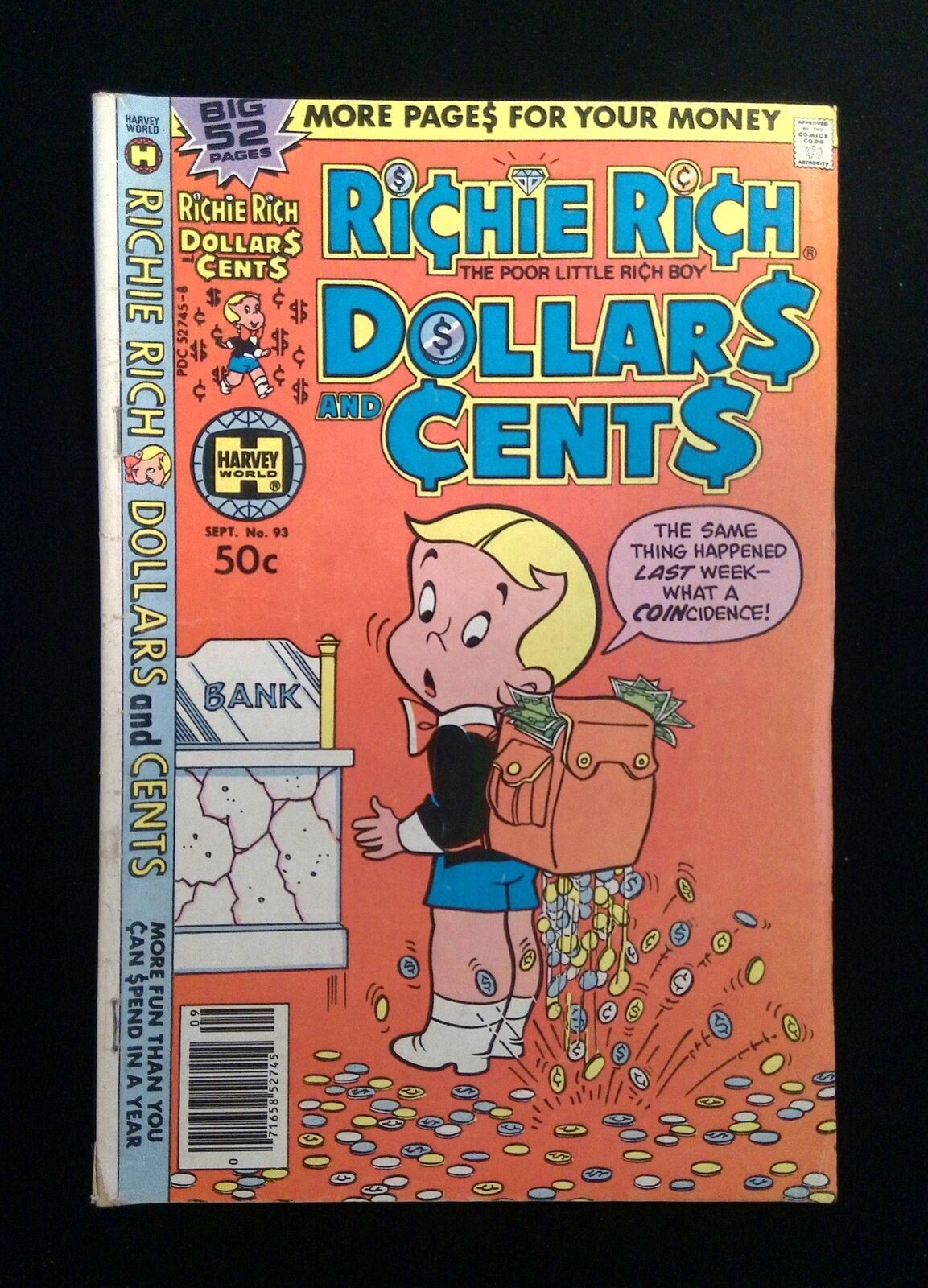 Richie Rich Dollars And Cents #93  HARVEY Comics 1979 VG NEWSSTAND