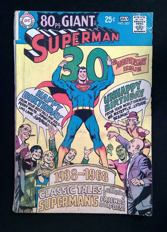 Superman #207  DC Comics 1968 GD/VG