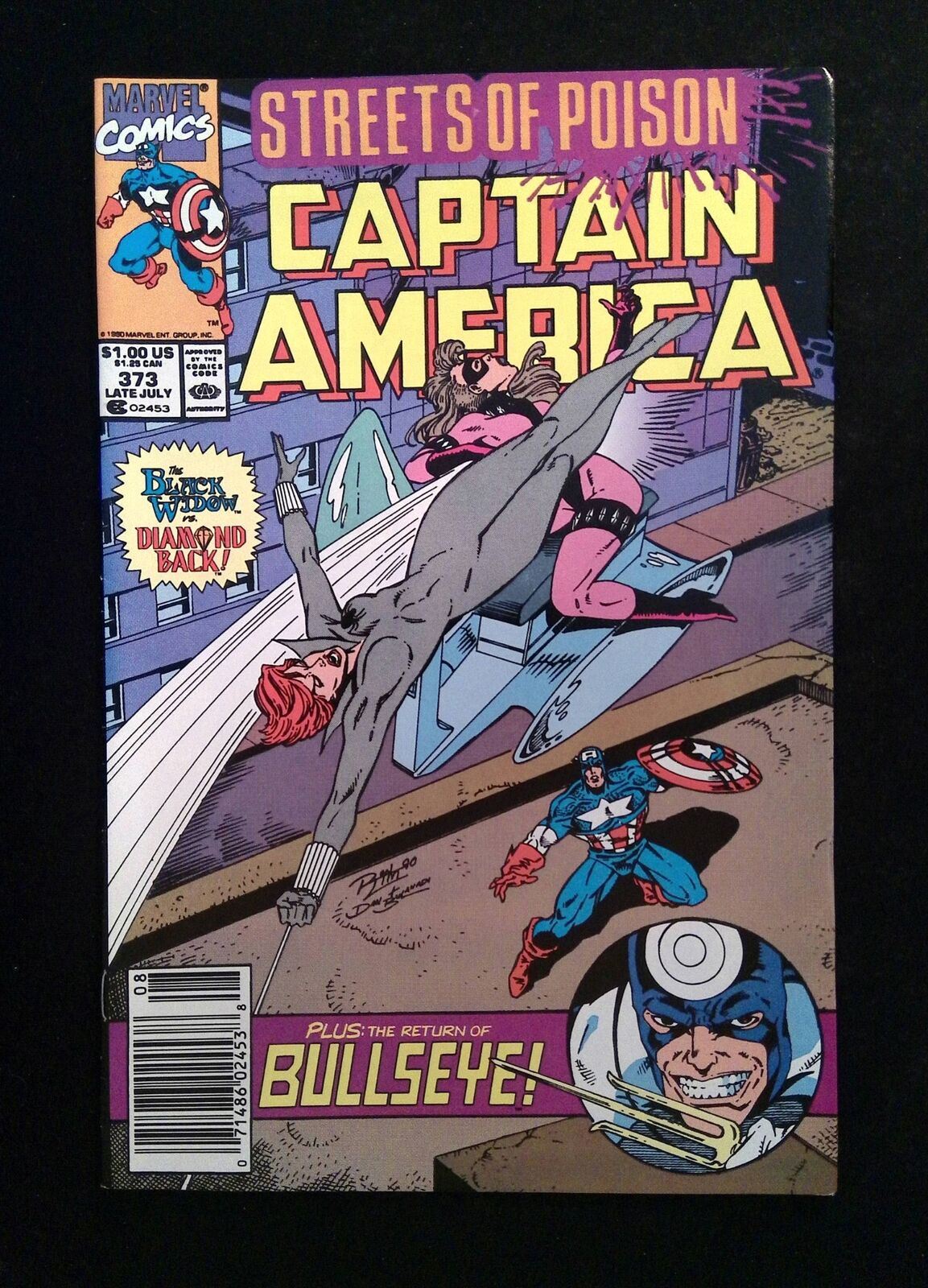 Captain America #373  Marvel Comics 1990 VF+ Newsstand