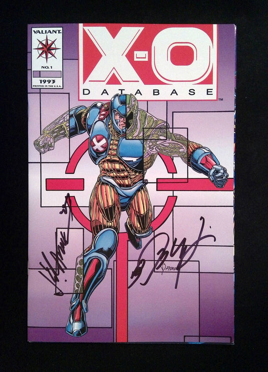 X-O Database #1  VALIANT Comics 1993 NM  SIGNED BY TOM RYDER AND JIM CALAFIORE