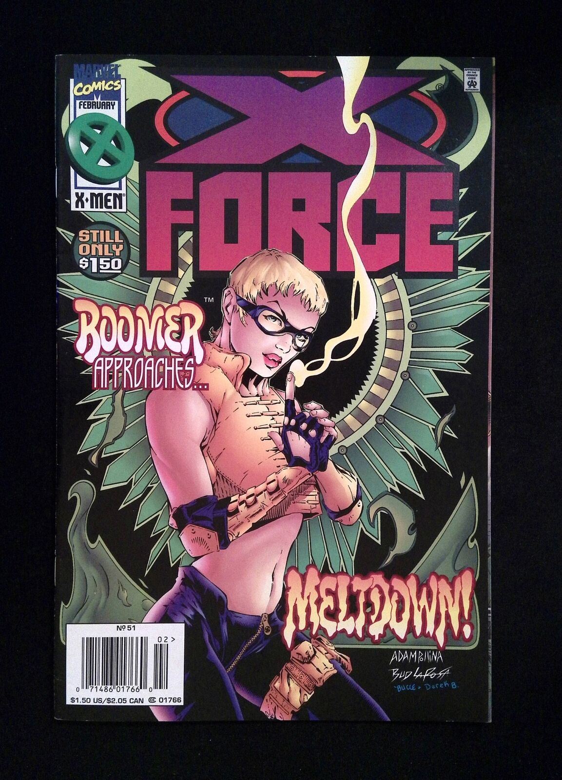 X-Force #51B  MARVEL Comics 1996 VF+ NEWSSTAND VARIANT COVER