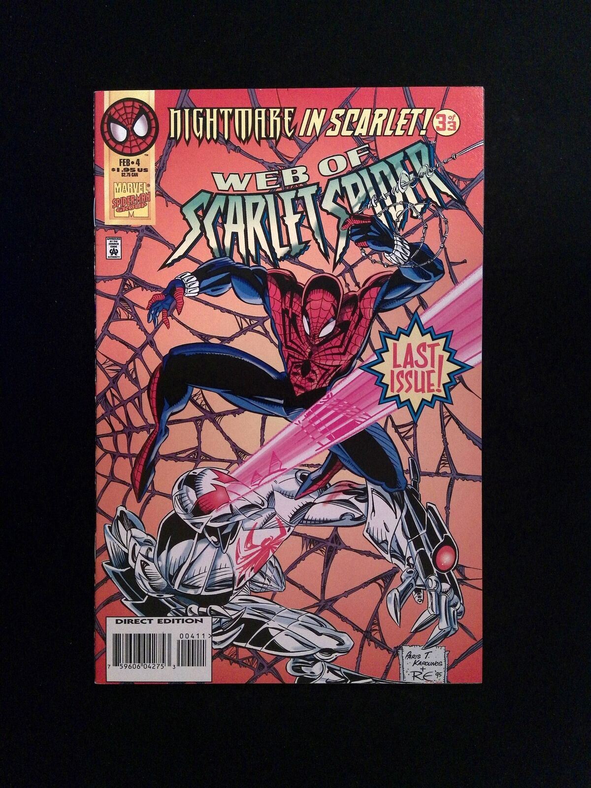 Web of Scarlet Spider #4D  MARVEL Comics 1996 NM-  KAROUNOS, EMBERLIN VARIANT