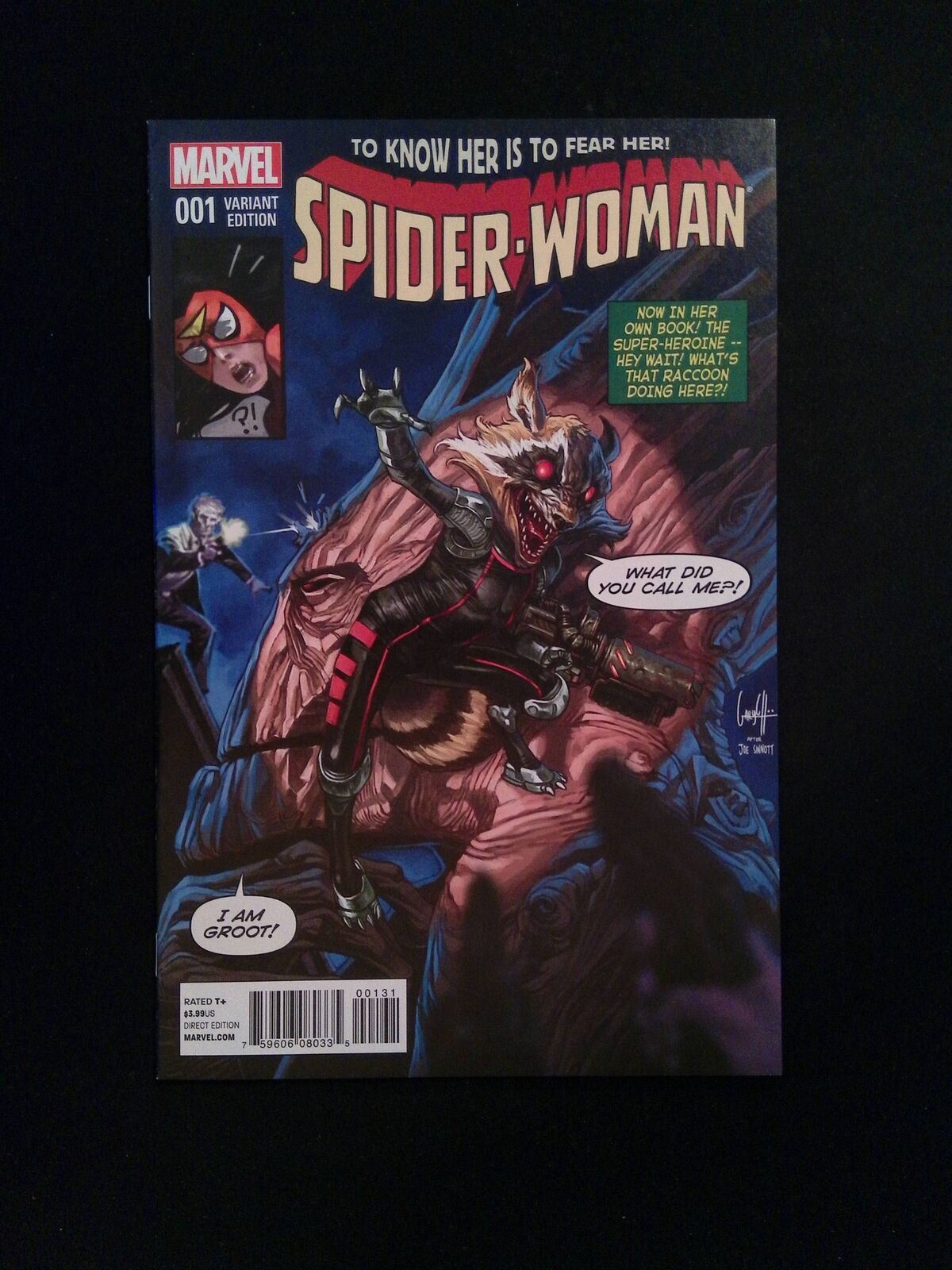 Spider-Woman #1E (5th Series) Marvel 2015 VF/NM  Rocket Raccoon, Groot Variant