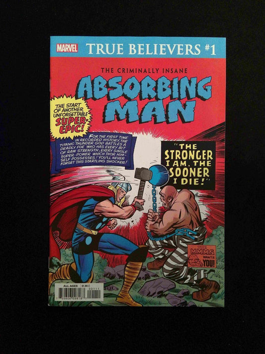 True Believers Criminally Insane  Absorbing Man #1  MARVEL Comics 2020 NM