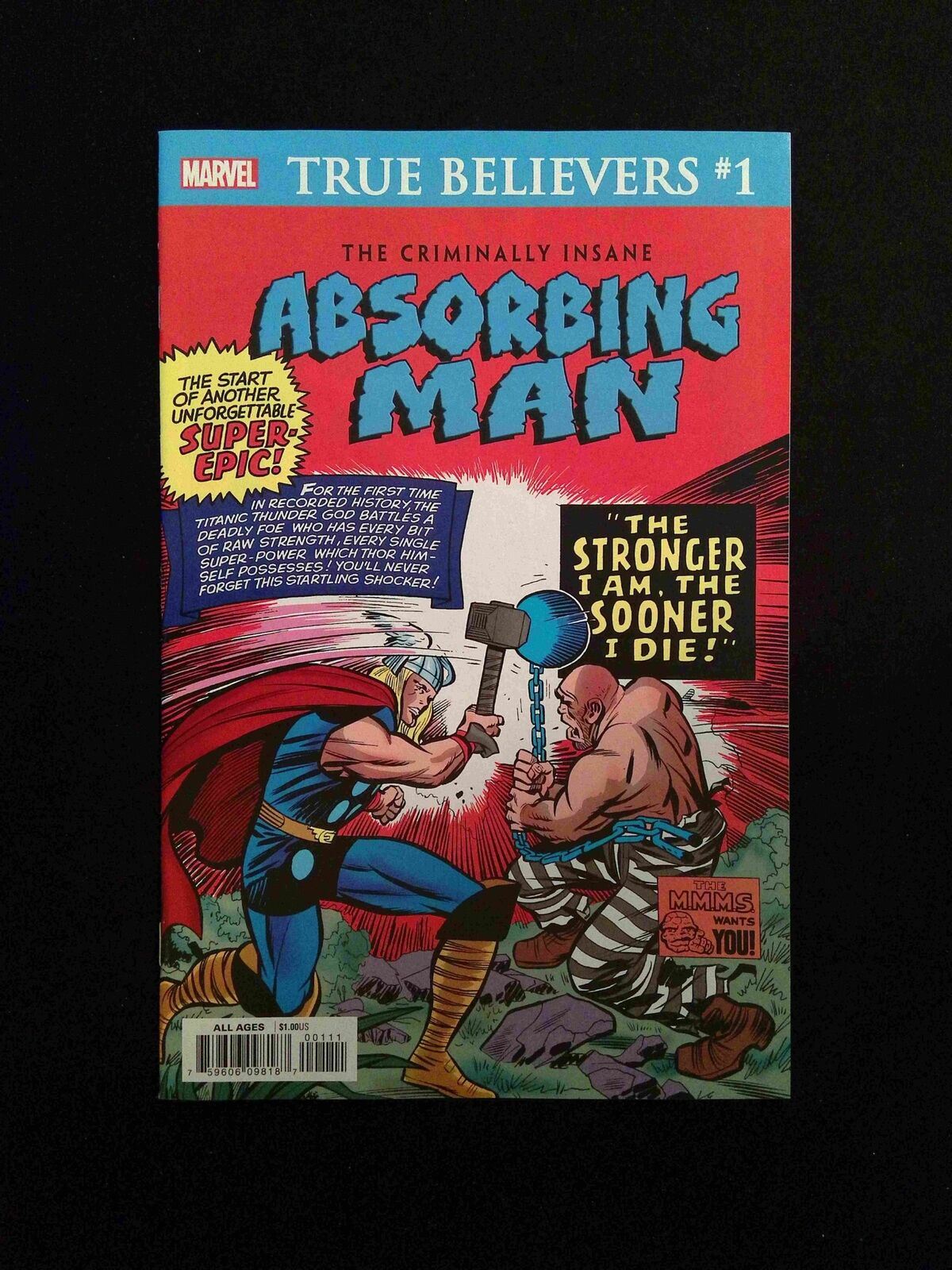 True Believers Criminally Insane  Absorbing Man #1  MARVEL Comics 2020 VF/NM