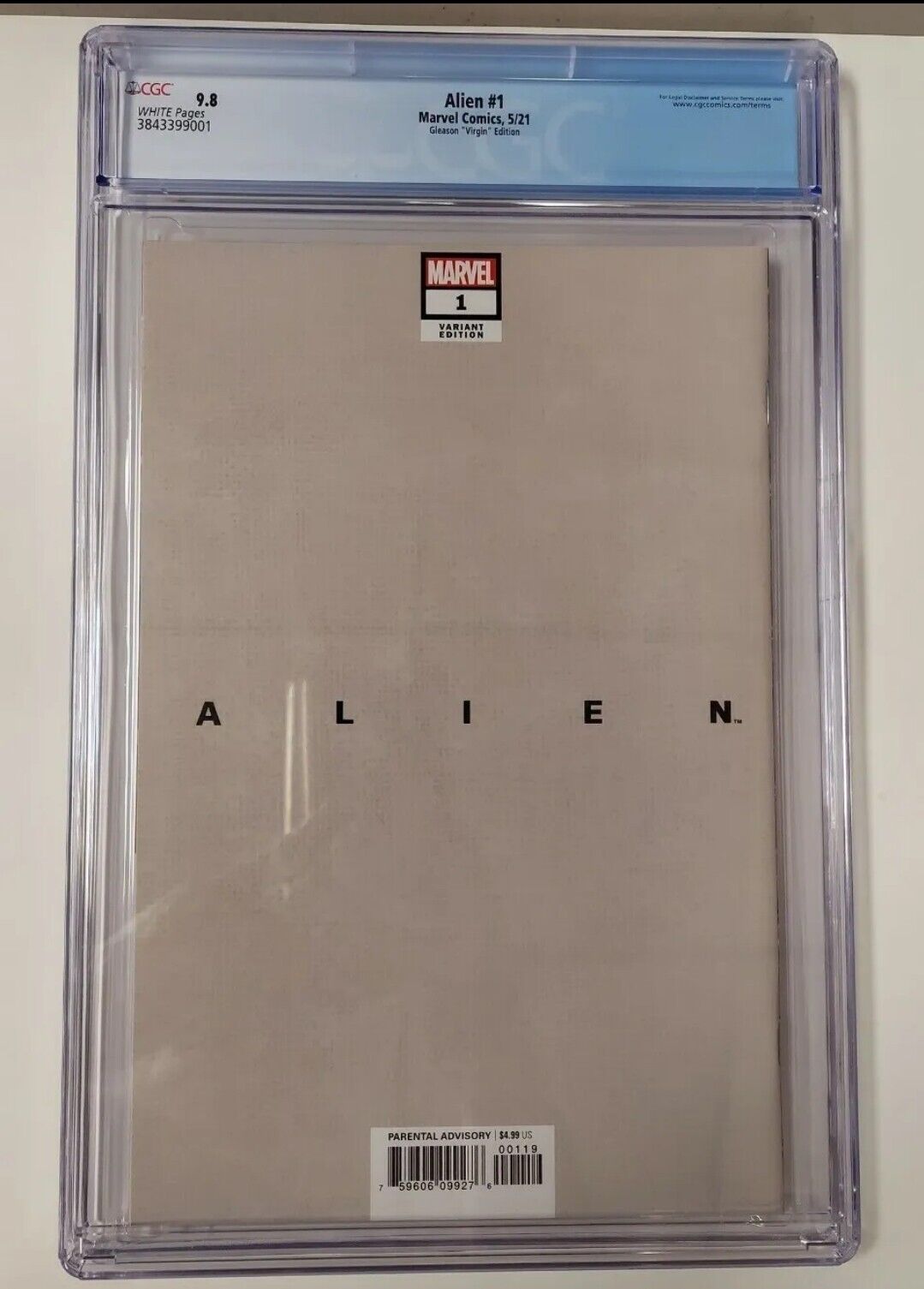 Alien #1 MARVEL 2021 Gleason 1:500 Ratio Virgin Variant  CGC 9.8 VHTF Rare!!