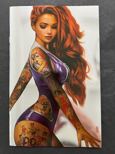 TITANS #1 DC COMICS 2023 NATHAN SZERDY 616 STARFIRE TATTOO FOIL VIRGIN VARIANT