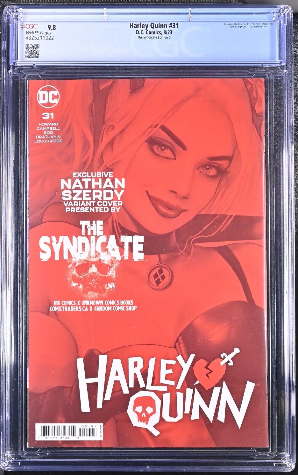 Harley Quinn #31 8/23 DC The Syndicate Edition C CGC 9.8 NM/MT