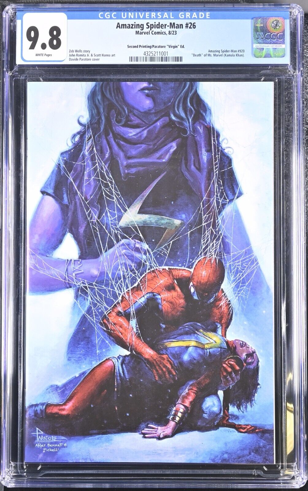 Amazing Spider-Man #26 8/23 Marvel Second Print/Paratore "Virgin" CGC 9.8 NM/MT