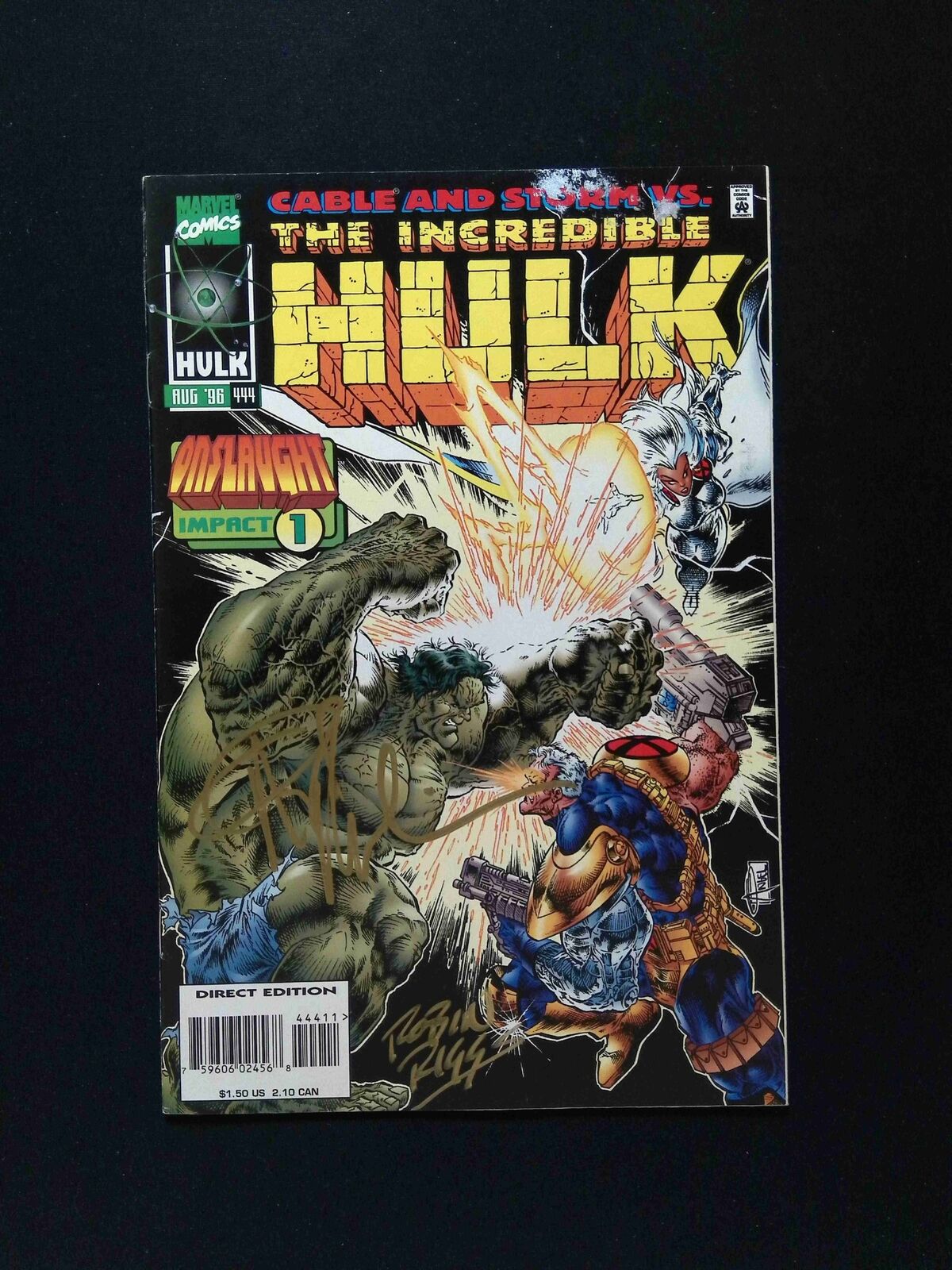 Incredible Hulk #444  MARVEL 1996 FN/VF  SIGNED BY RIGGS AND MEDINA