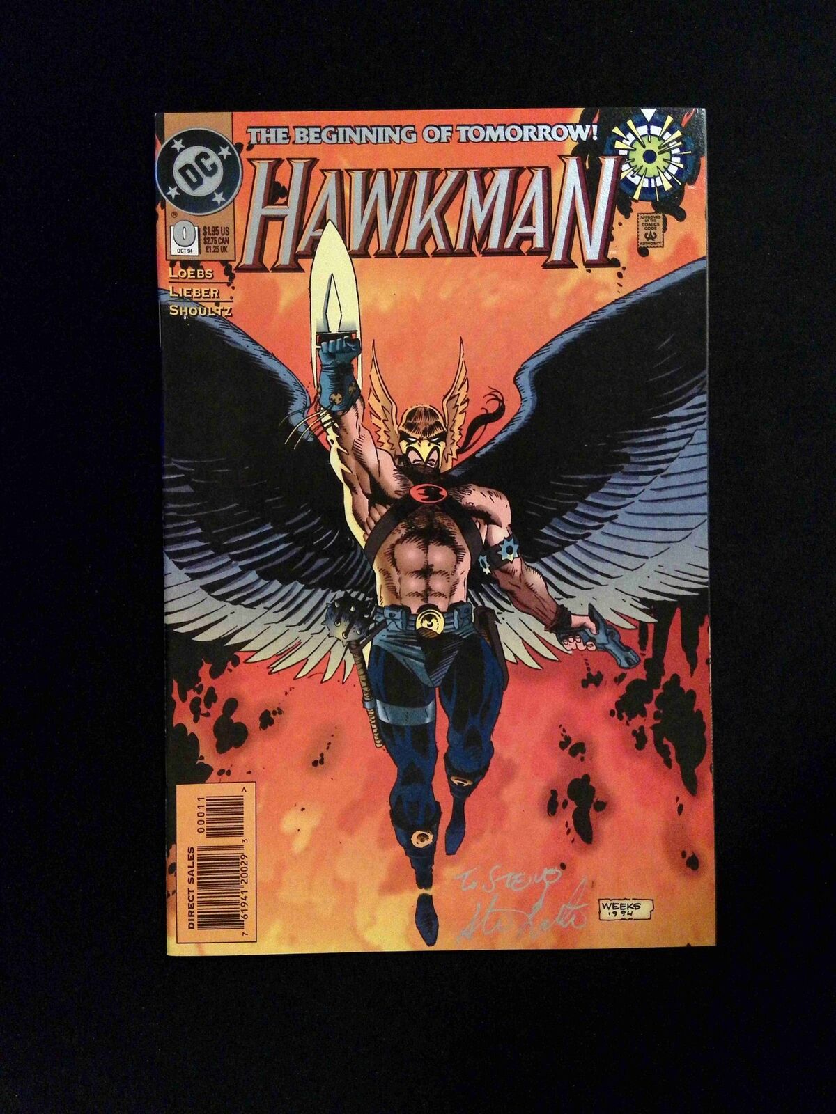 Hawkman #0  DC Comics 1994 NM-  Signed BY STEVER LIEBER
