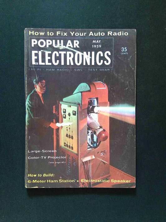 Popular Electronics Magazine May Large Screen Color TV Projection #5 1959 FN-