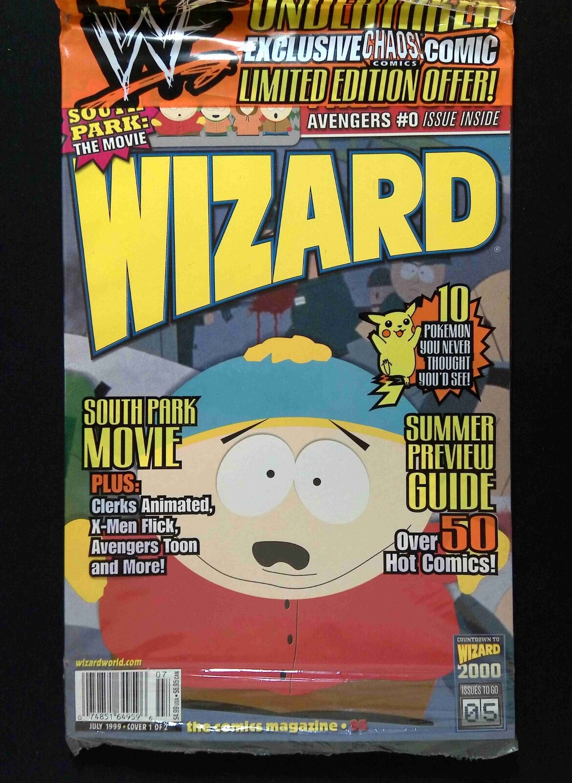Wizard the Comics Magazine #98A 1999 VF+ Newsstand Southpark Polybagged Variant