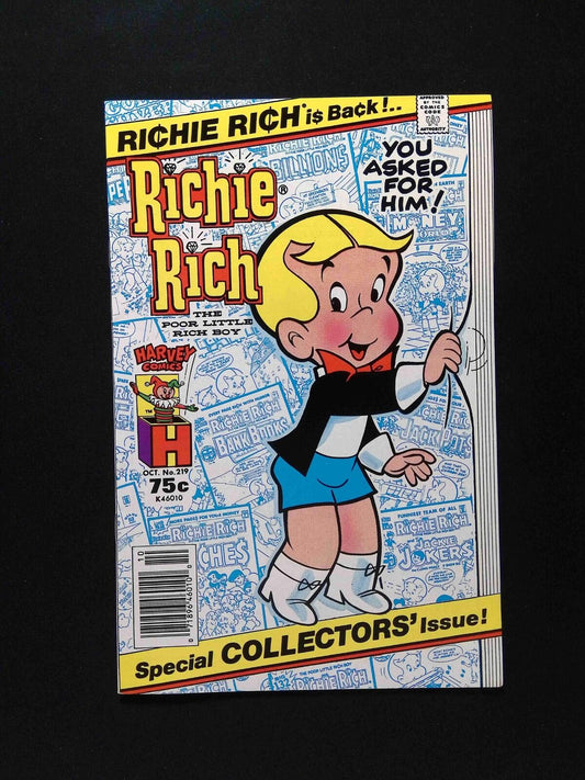Richie Rich #219  Harvey Comics 1986 VF+ Newsstand