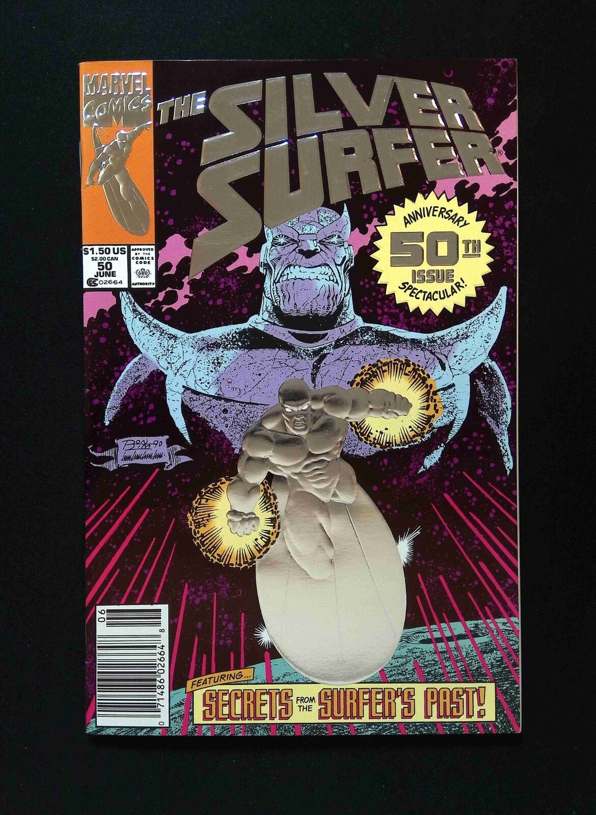 Silver Surfer #50B (2ND SERIES) MERVEL Comics 1991 VF/NM NEWSSTAND VARIANT COVER