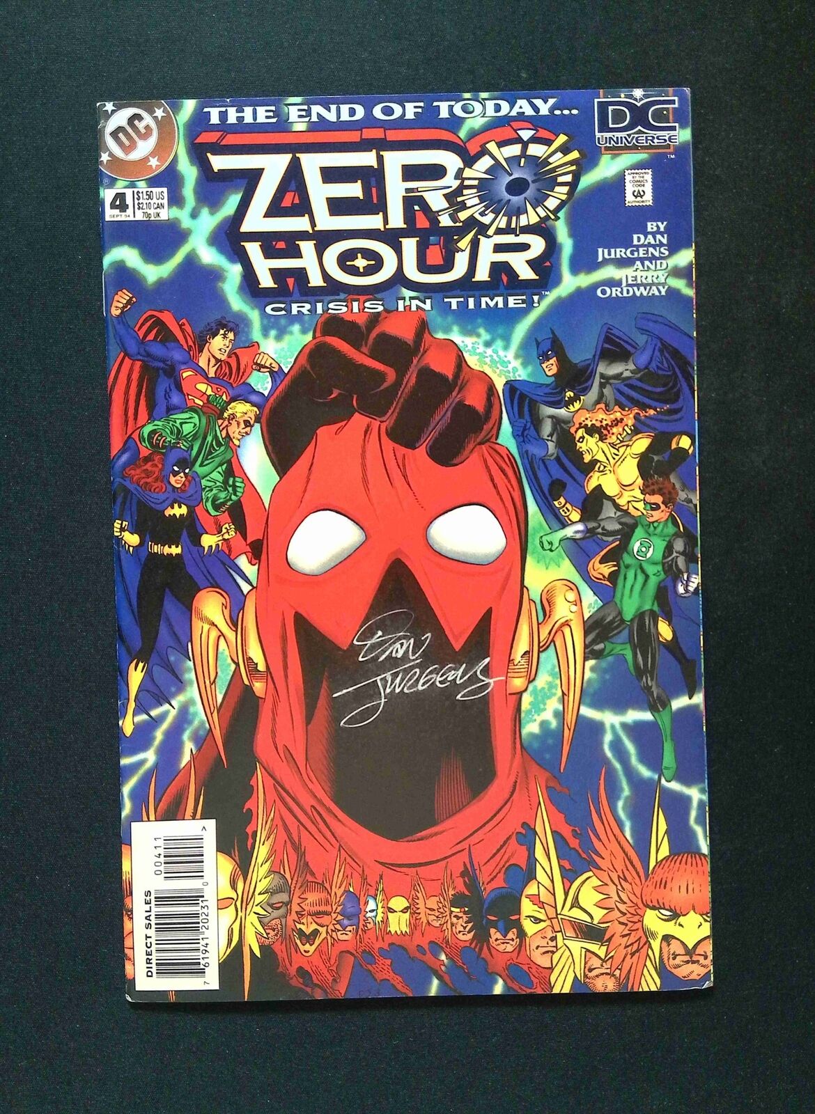 Zero Hour  Crisis in Time #4  DC Comics 1994 VF+  DCU Signed By DAN JURGENS