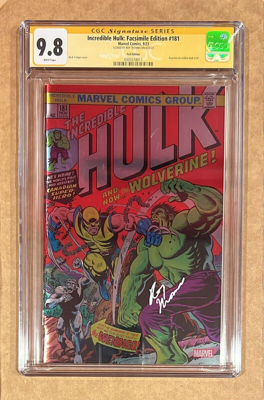 Incredible Hulk 181 Foil LTD to 1000 CGC 9.8 SS Signed Roy Thomas